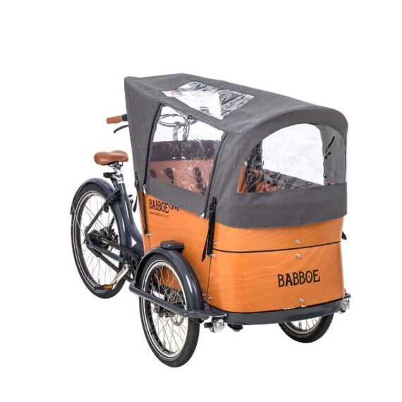 Tenda parapioggia per tutti i modelli cargo bike Babboe Curve, colore grigio.